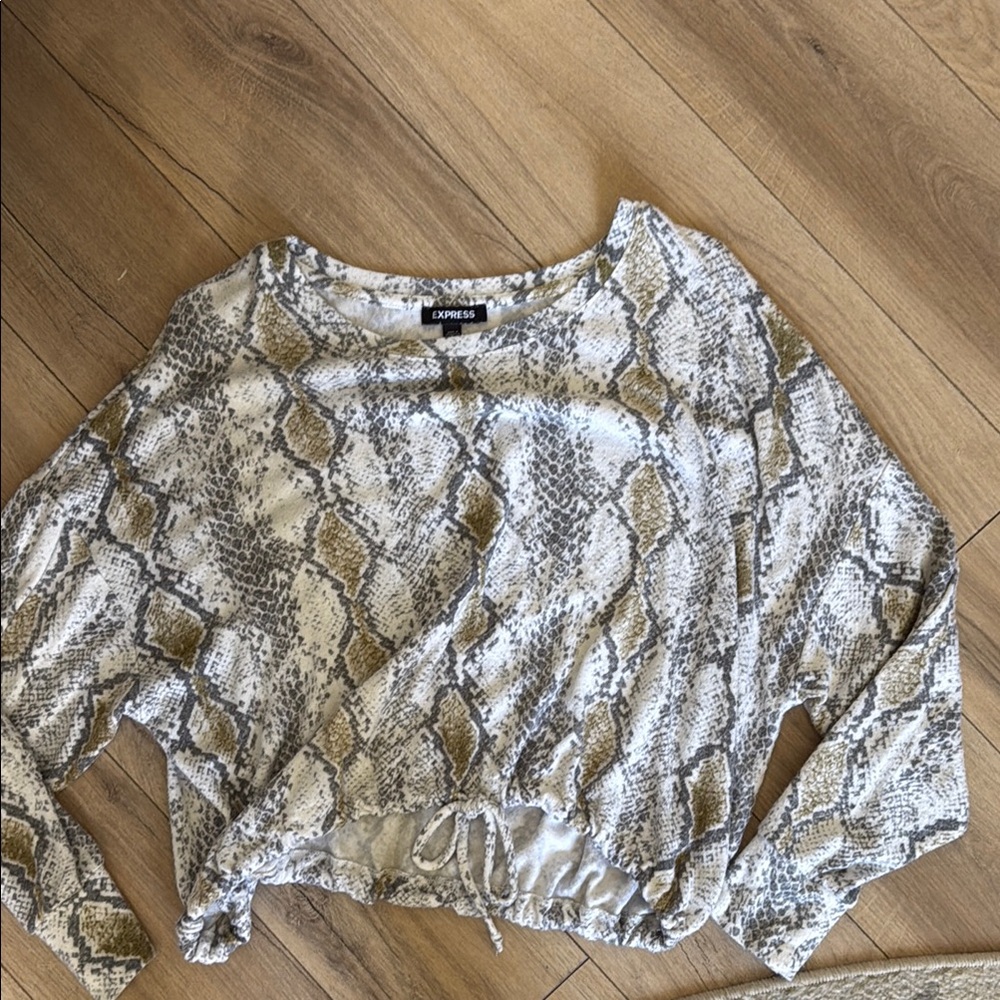 Express Tan and White Tie Crewneck